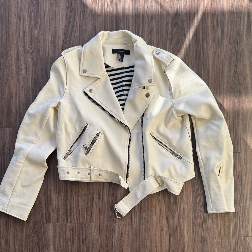 Forever 21 Off-White Leather Jacket